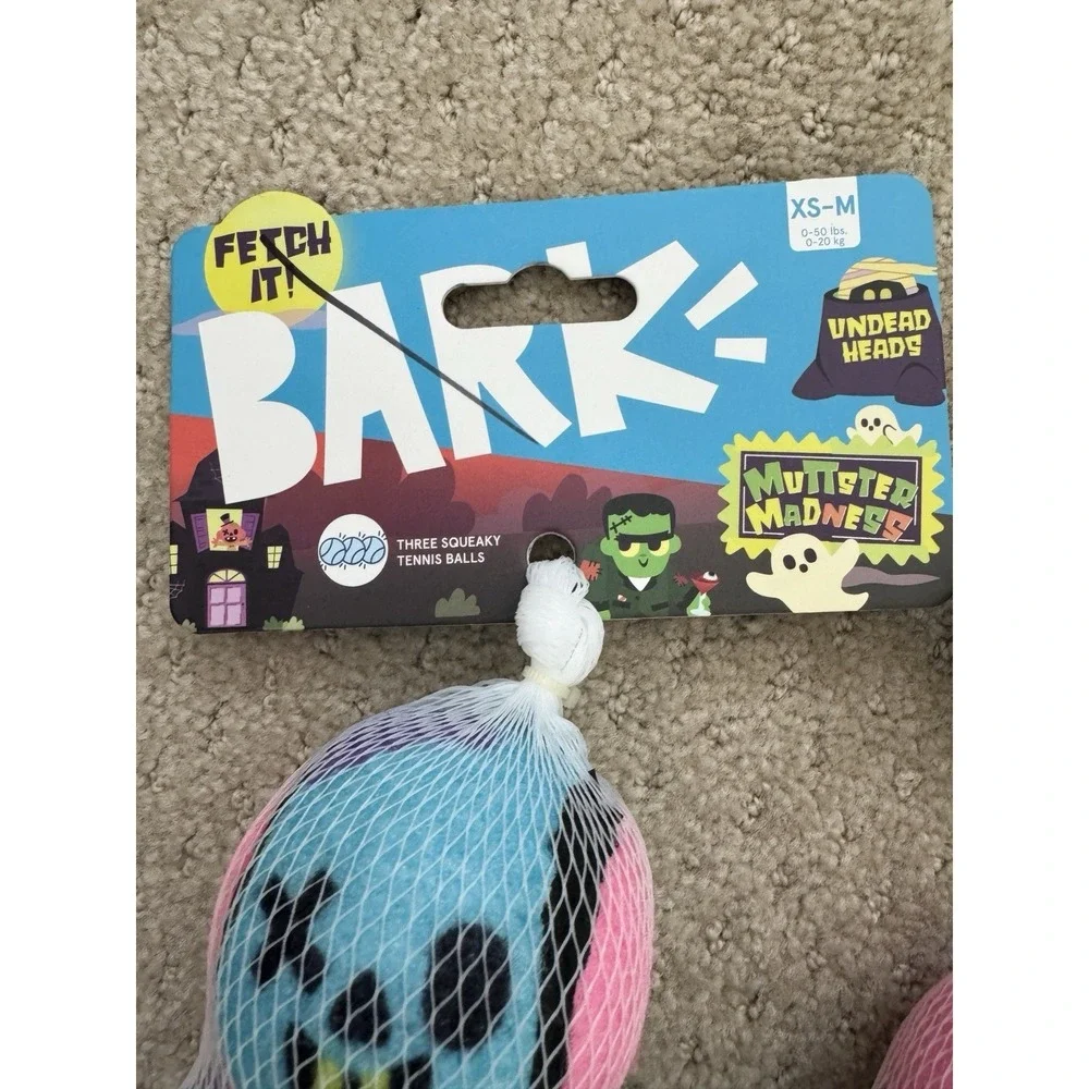 BARK 3-Pack Squeaky Tennis Balls For Dogs (2 Sets) NEW